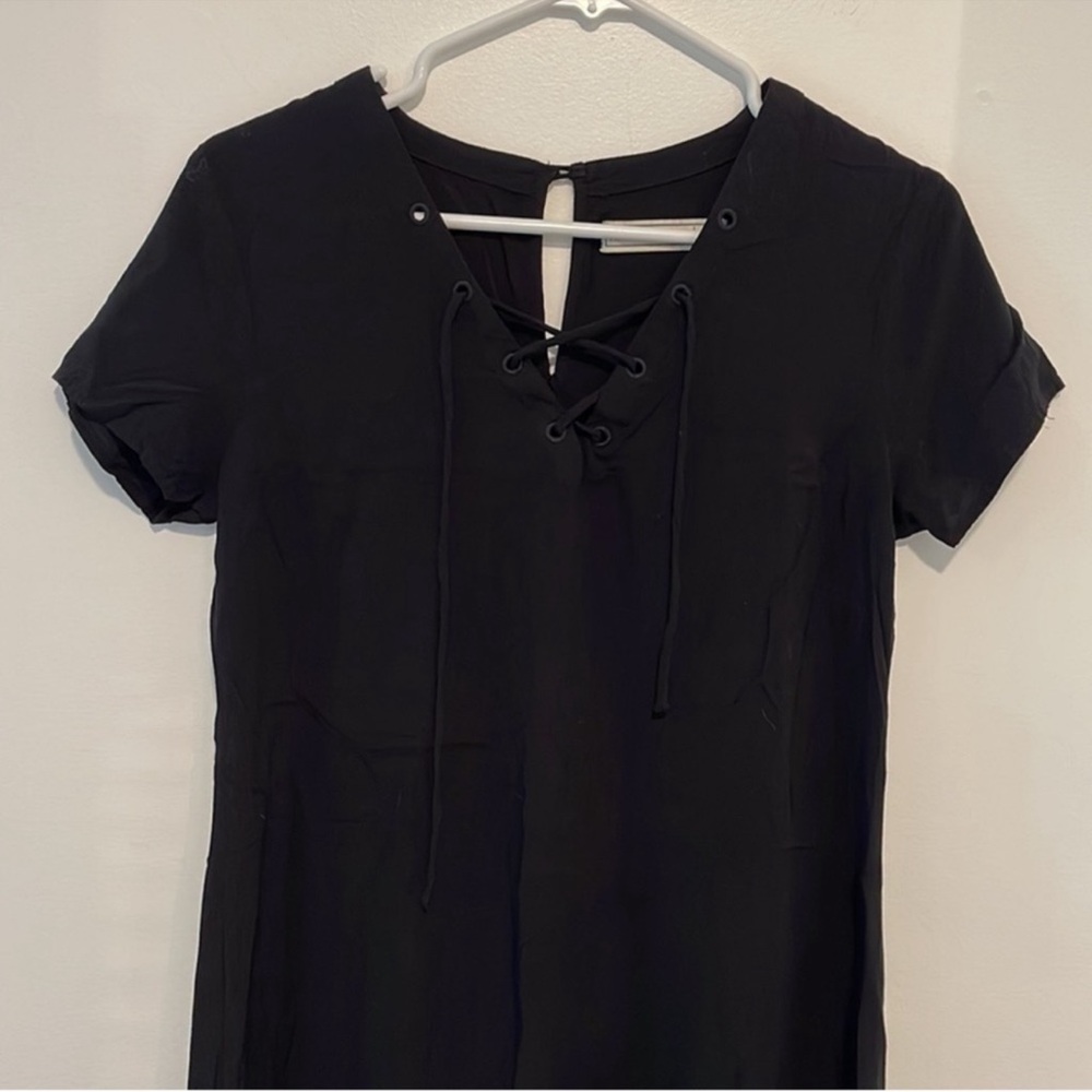 Abercrombie & Fitch black lace up tshirt dress small